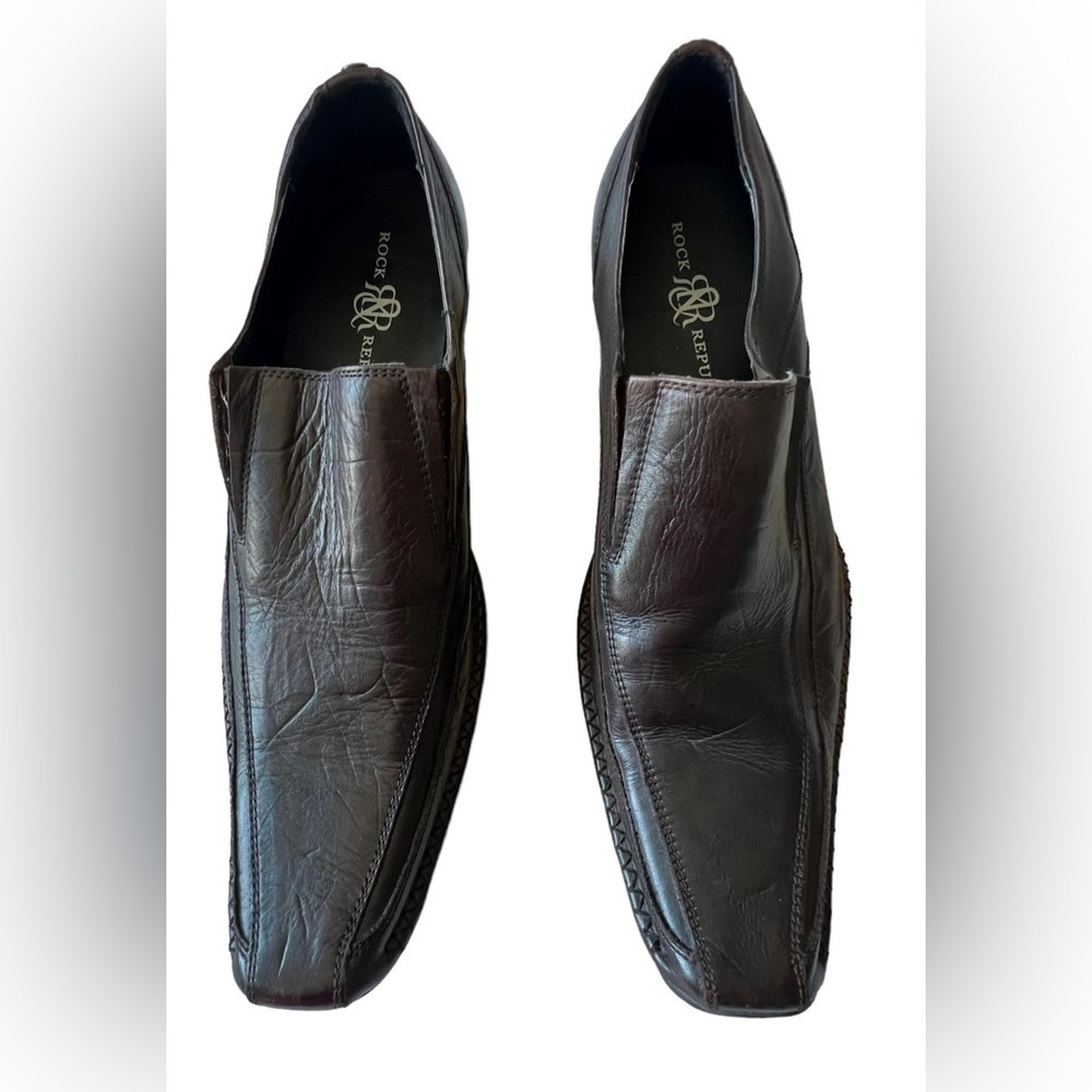 Rock & Republic Mens Leather Loafers Brown Size 13